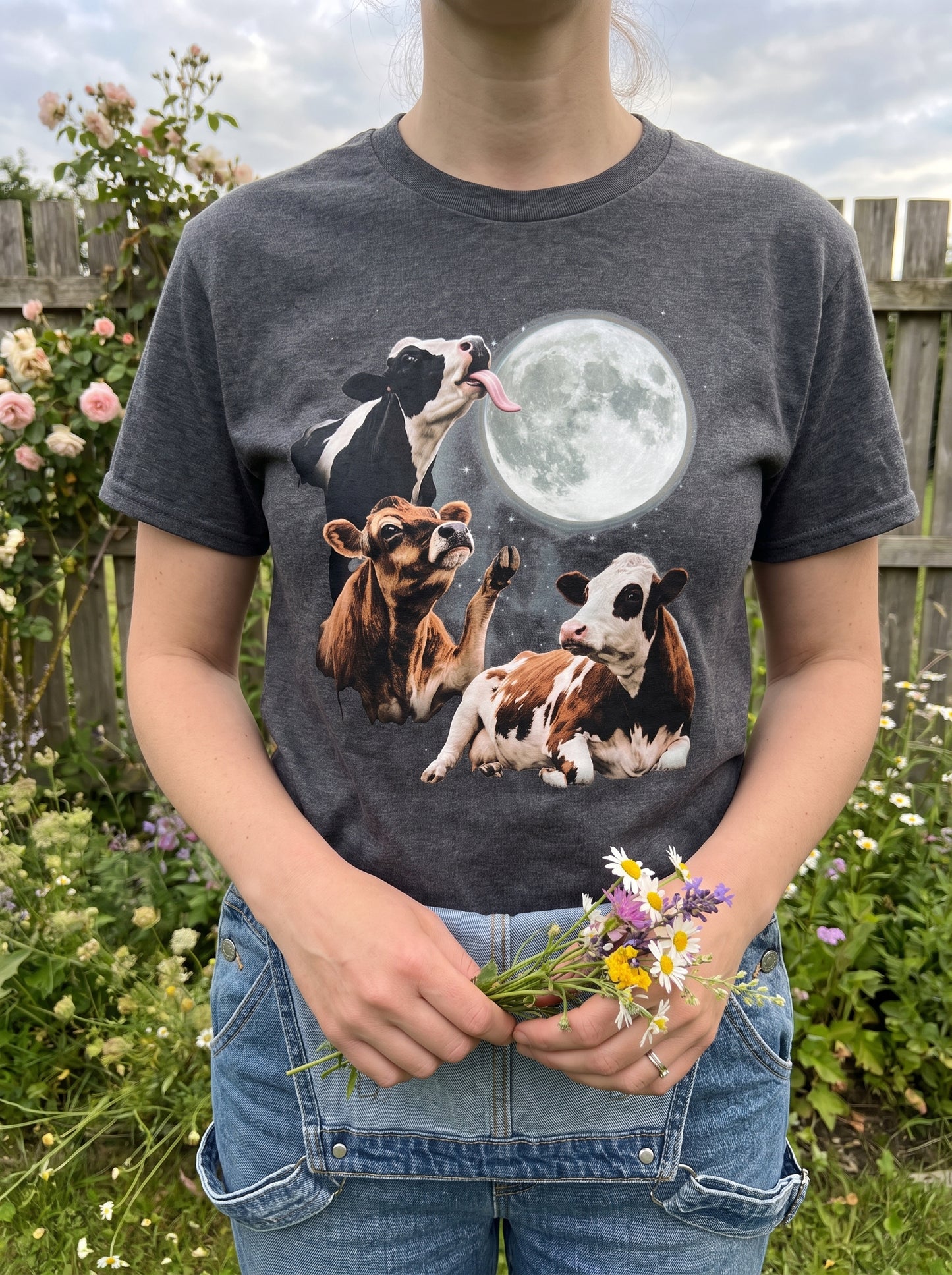 Funny Moon Cow Farm Animal T-Shirt