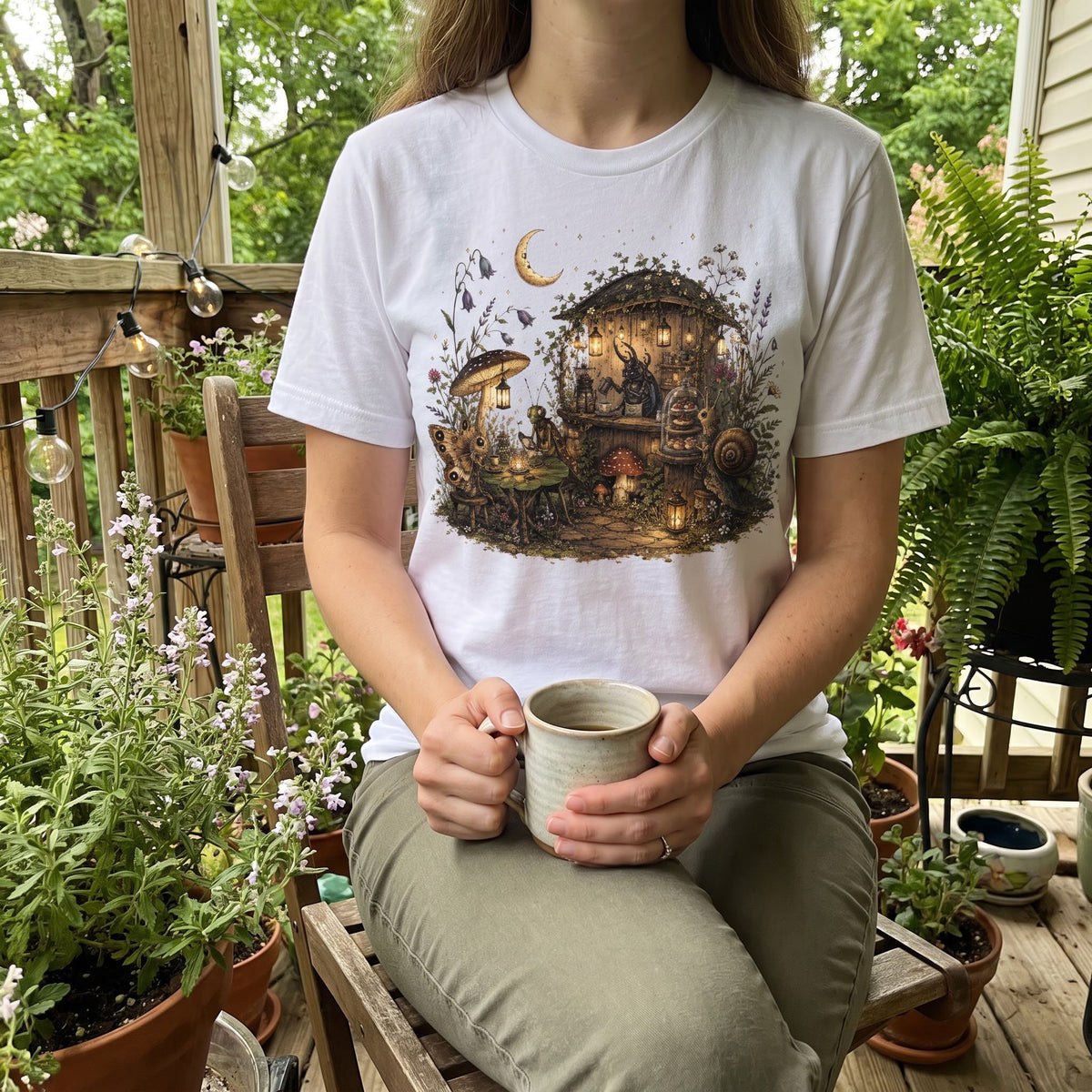Moonlit Garden Café T-Shirt