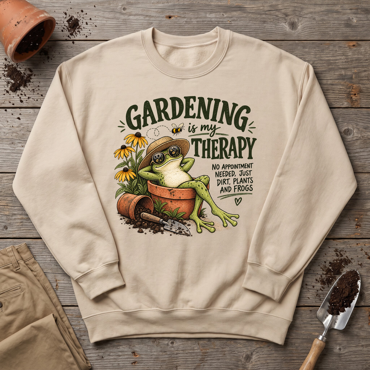 Gardening Therapy Frog Sweatshirt