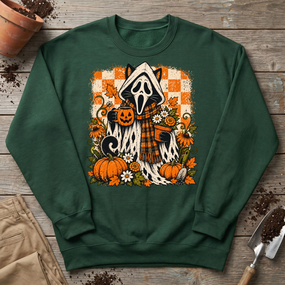 Spooky Garden Cat Sweatshirt