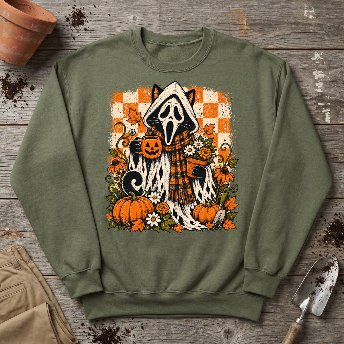 Spooky Garden Cat Sweatshirt