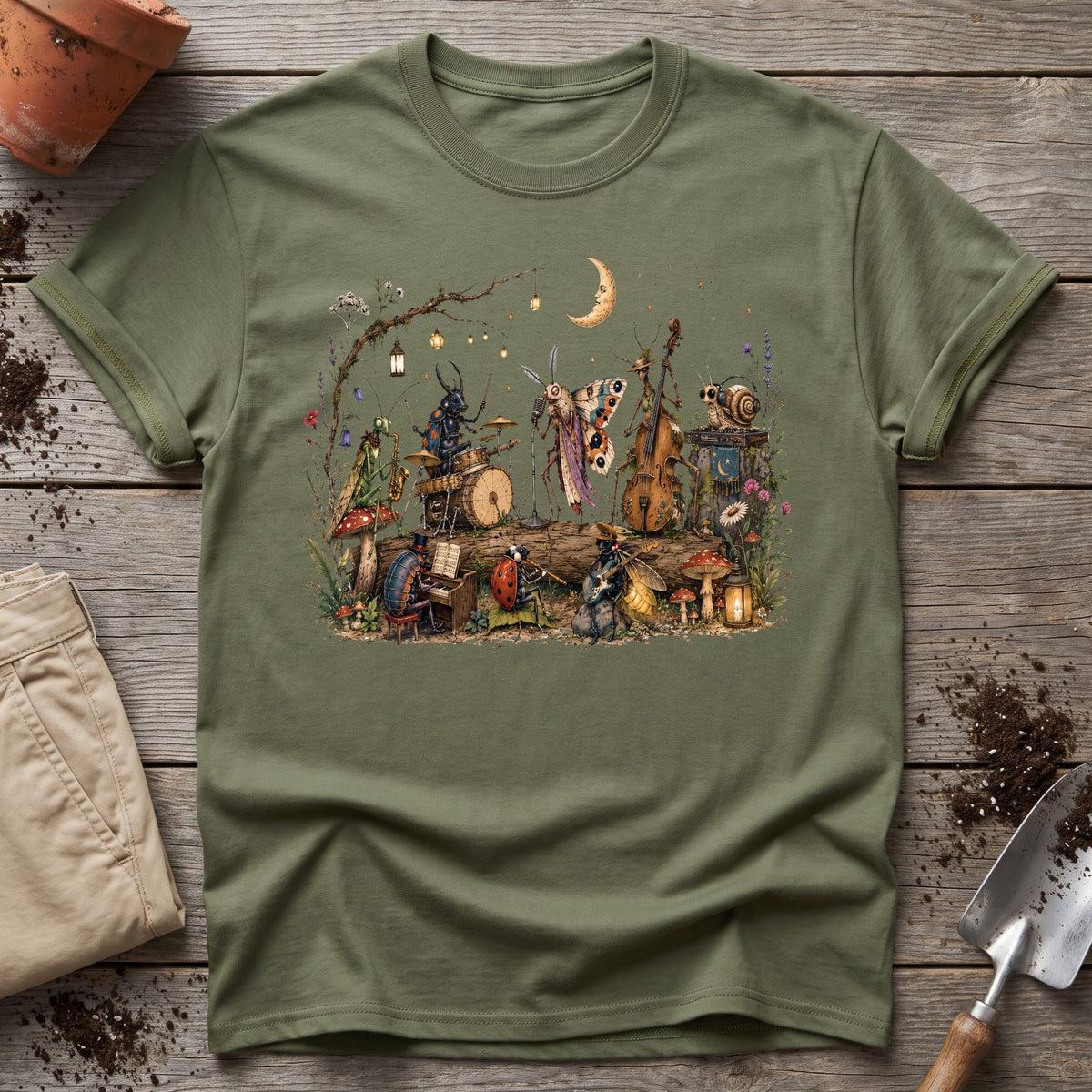 Moonlit Garden Insect Orchestra T-Shirt