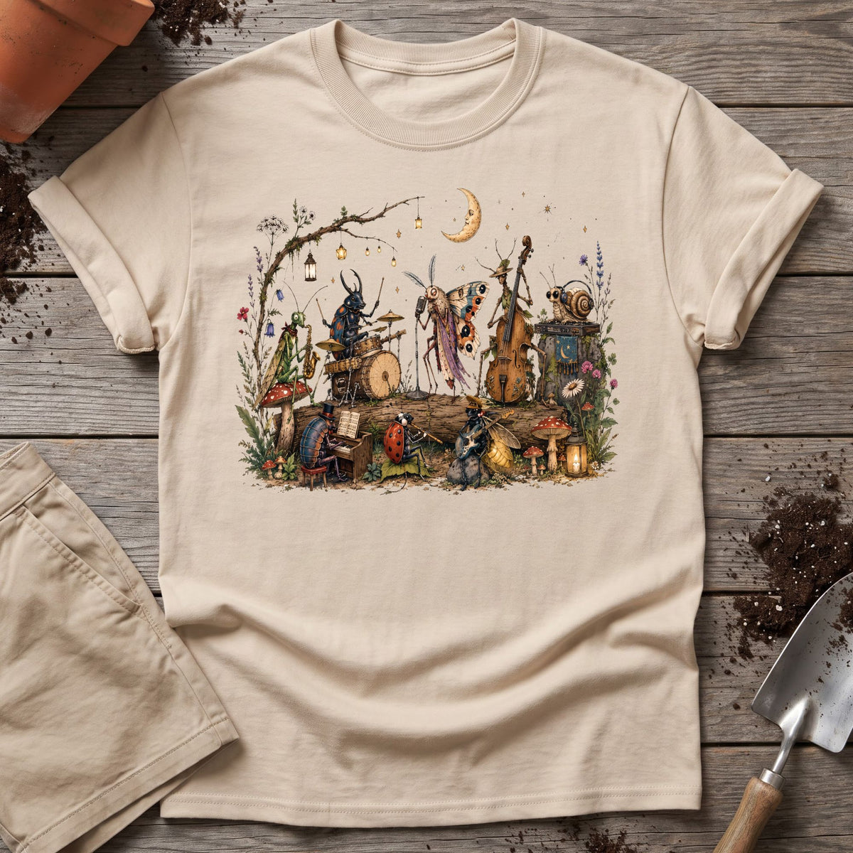 Moonlit Garden Insect Orchestra T-Shirt