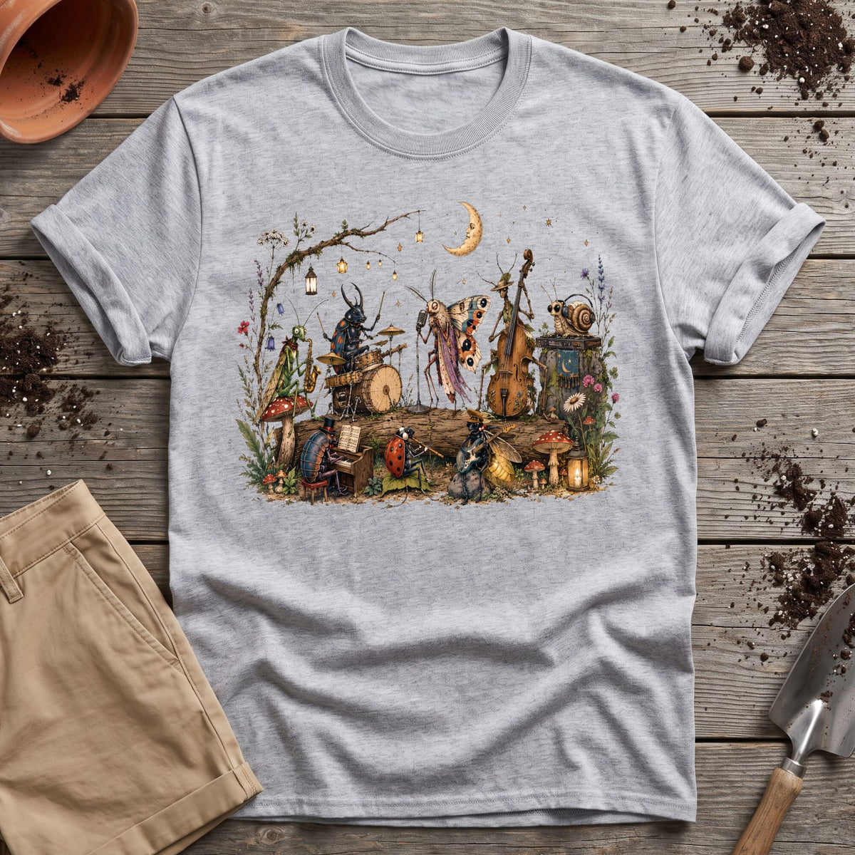 Moonlit Garden Insect Orchestra T-Shirt