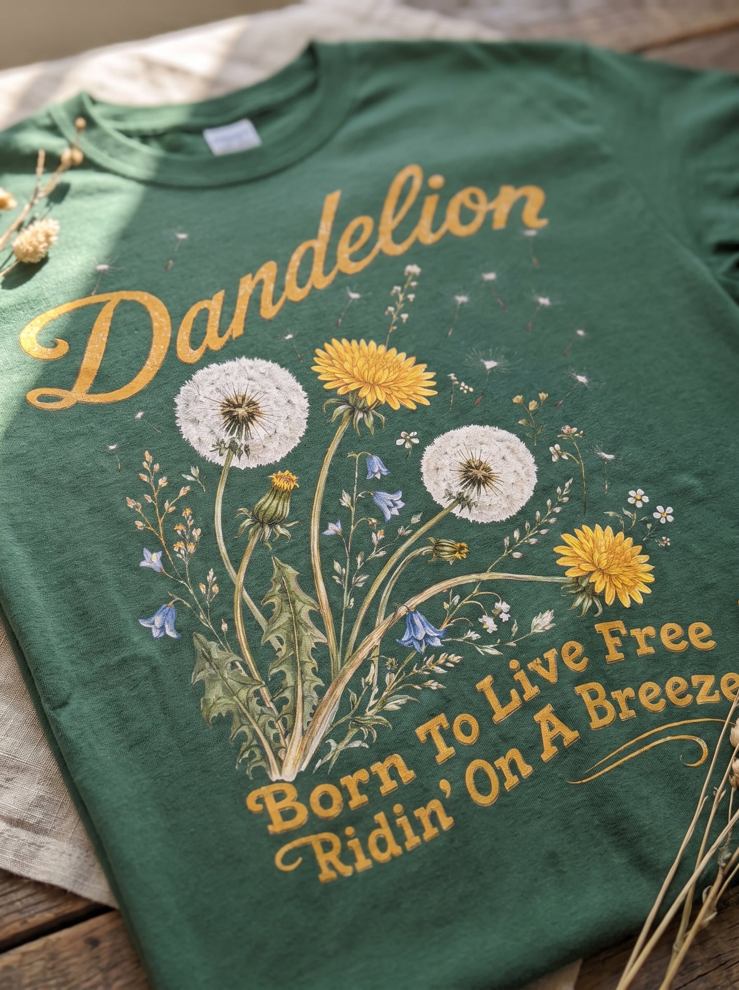 Dandelion Born To Live Free T-Shirt