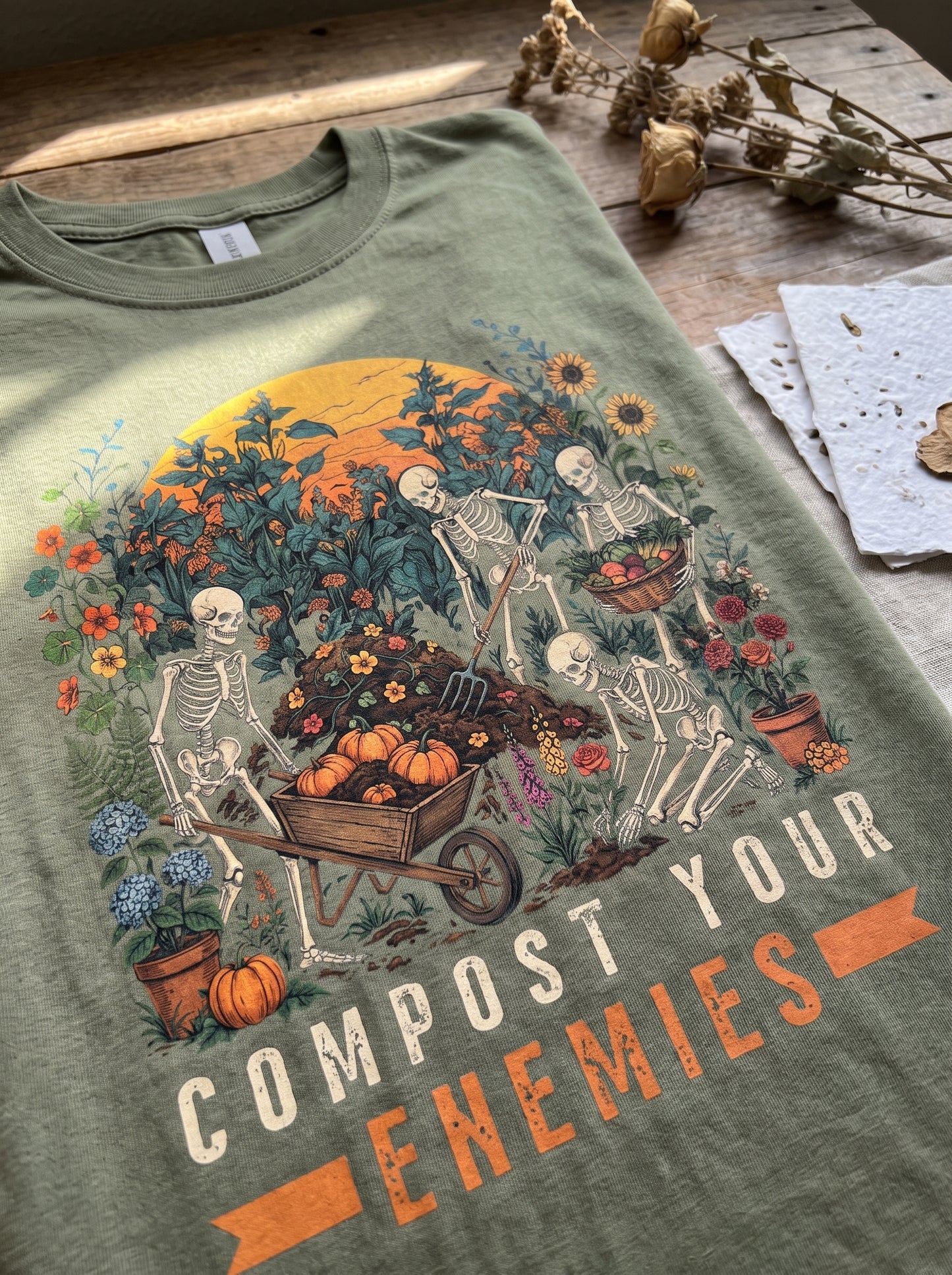 Compost Your Enemies Skeleton Gardener T-Shirt