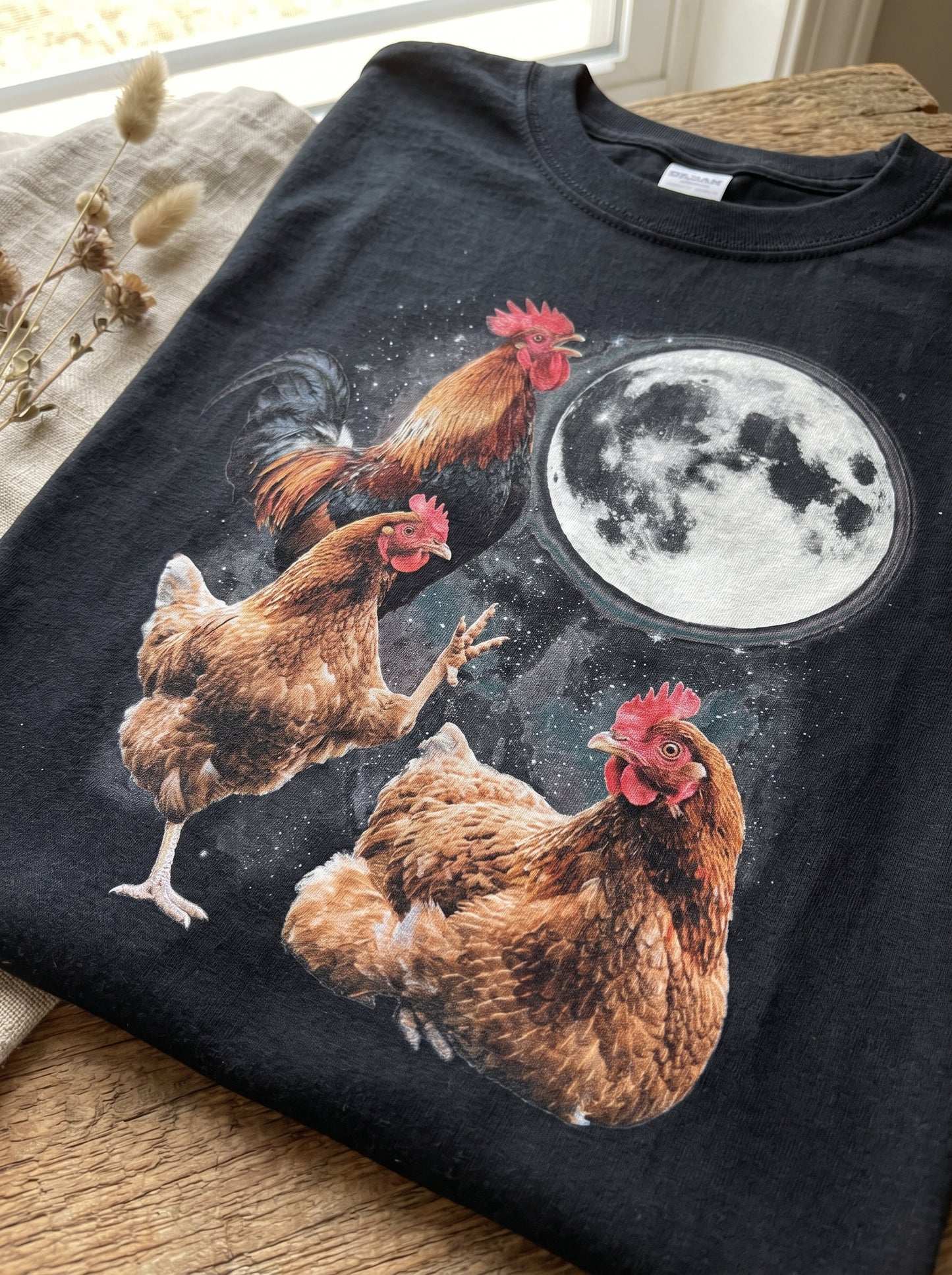 Funny Moon Chicken Farm Animal T-Shirt