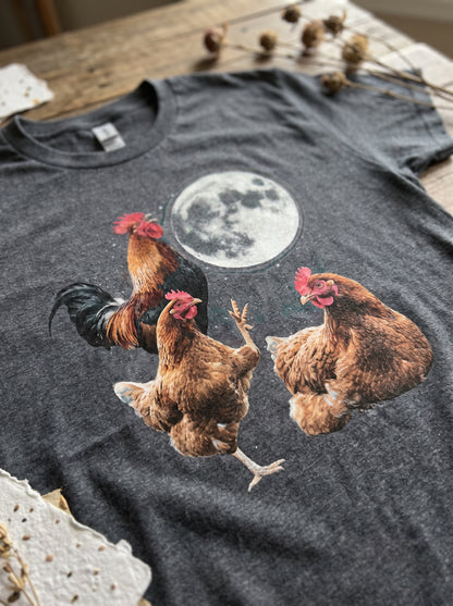 Funny Moon Chicken Farm Animal T-Shirt