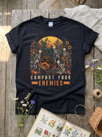 Compost Your Enemies Skeleton Gardener T-Shirt