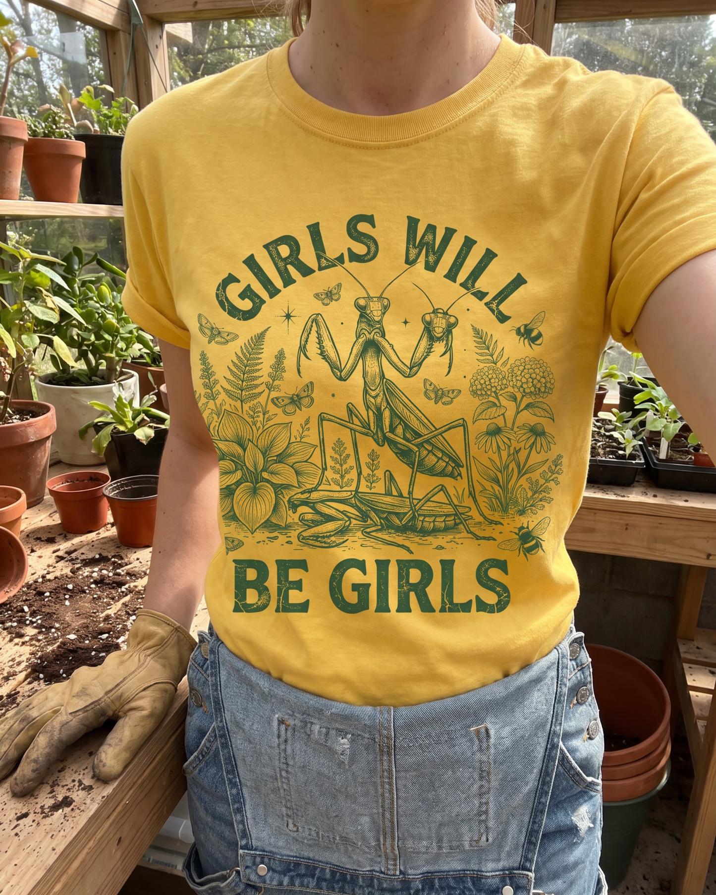 Girls Will Be Girls Praying Mantis T-Shirt