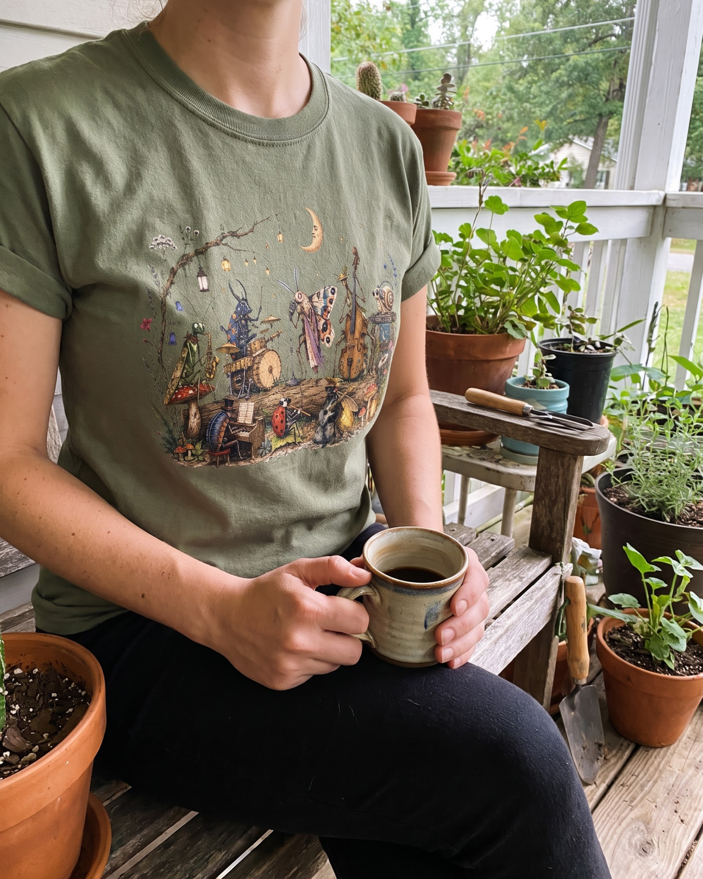 Moonlit Garden Insect Orchestra T-Shirt