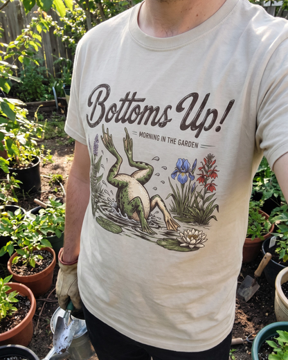 Bottoms Up Morning in the Garden Frog T-Shirt