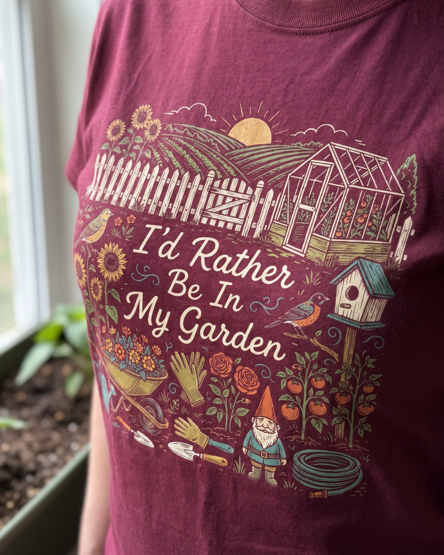 I’d Rather Be In My Garden Garden Gnome T-Shirt