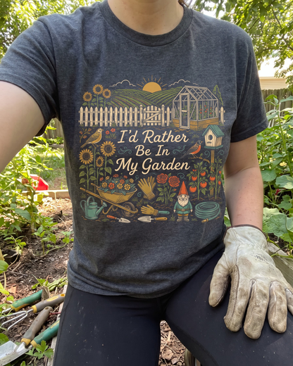 I’d Rather Be In My Garden Garden Gnome T-Shirt