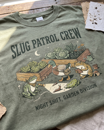 Slug Patrol Crew Frog Duck Toad Garden T-Shirt
