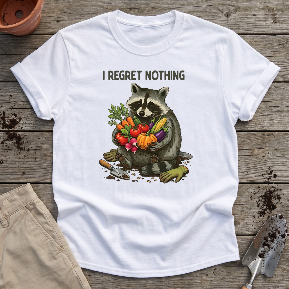 I Regret Nothing Raccoon Garden Shirt T-Shirt