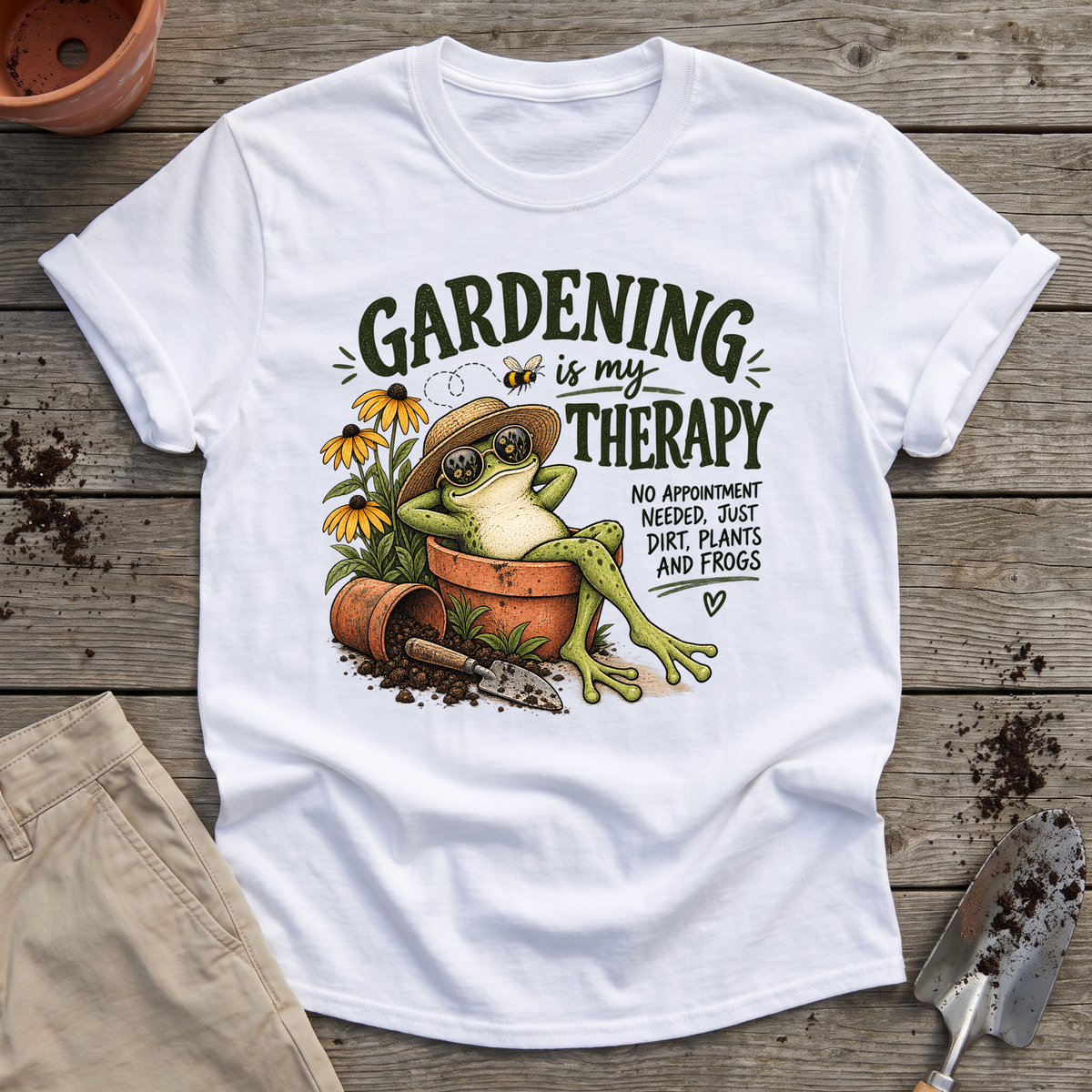 Gardening Therapy Frog T-Shirt