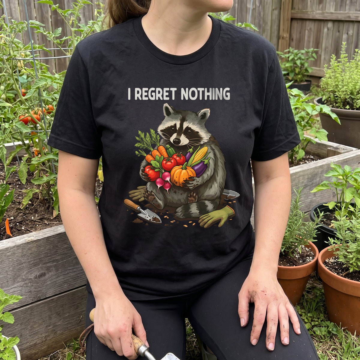 I Regret Nothing Raccoon Garden Shirt T-Shirt